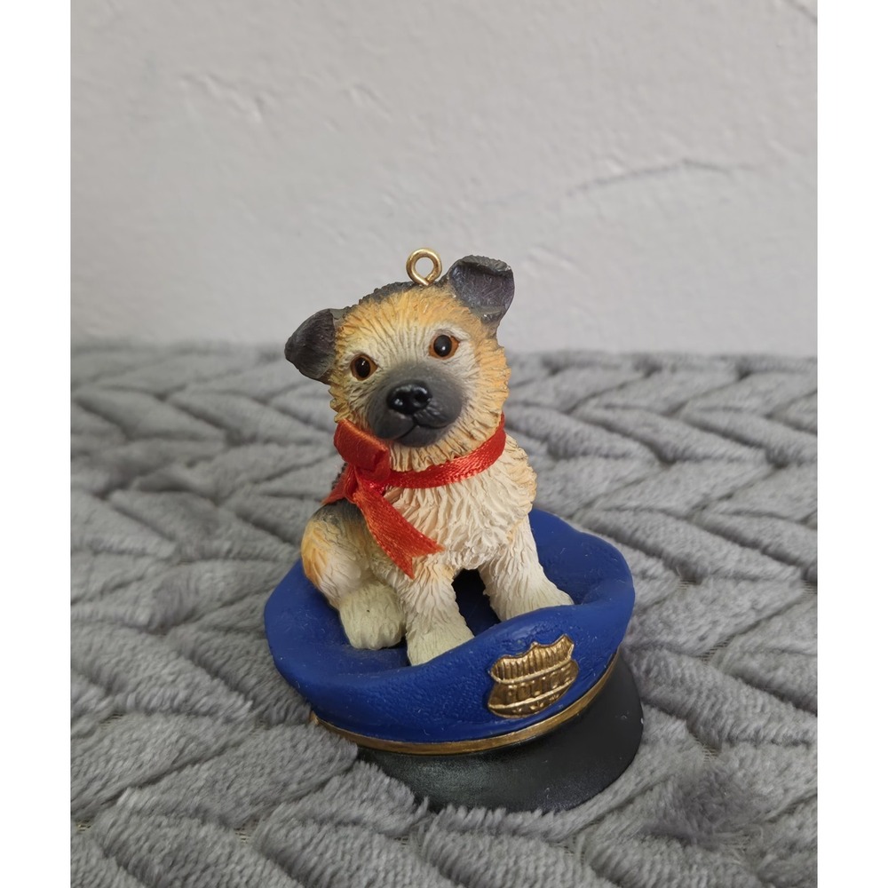 American Greetings Police Officer Puppy Sit On Hat 2007 Ornament Law Enforcement